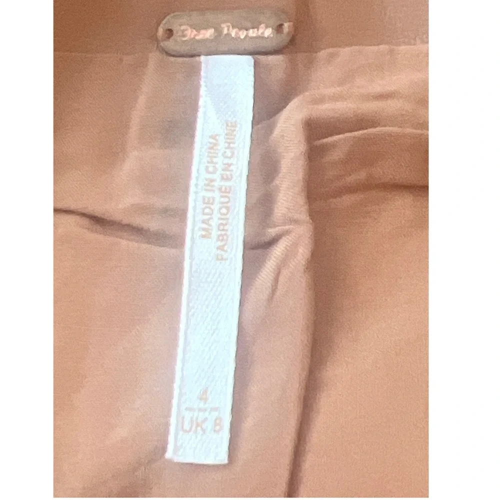 Free People Maya Faux Leather Mini‎ Skirt Tan Camel Front Zip Pockets Size 4